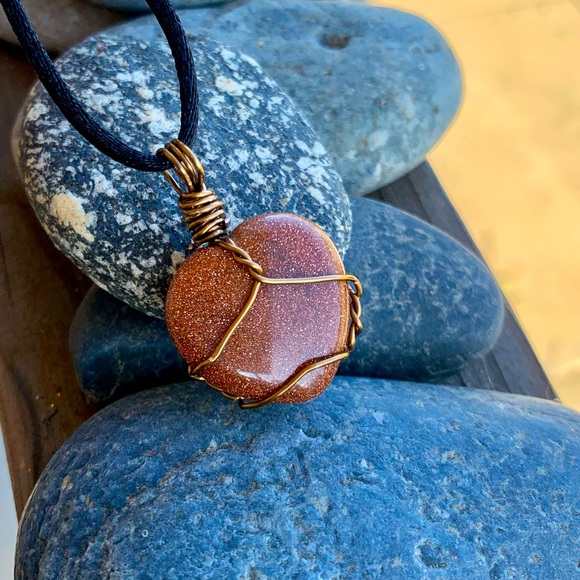 Hand Crafted Jewelry - Goldstone Heart Necklace